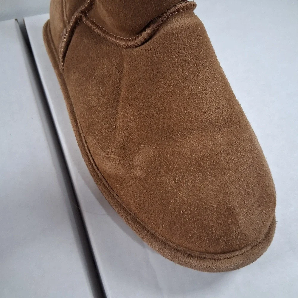 Bearpaw Boshie Youth HIckory Tan Boots Buckle size 5 Suede Sheepskin Wool Lining